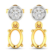 Bids.com 0.11 Carat Genuine White Diamond 14K Yellow Gold Semi Mount Earrings - holds 7x5mm Oval Gemstones Earrings White Smoke Default Title