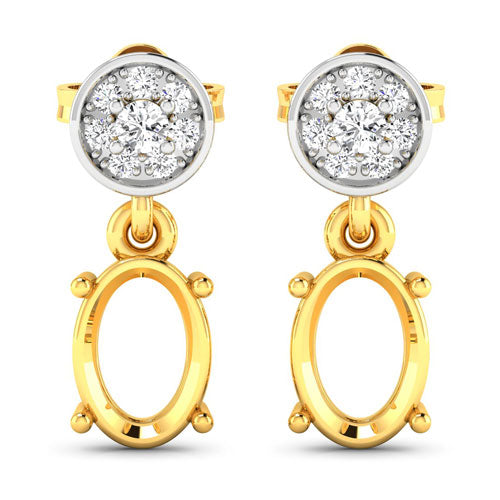 Bids.com 0.11 Carat Genuine White Diamond 14K Yellow Gold Semi Mount Earrings - holds 7x5mm Oval Gemstones Earrings White Smoke Default Title