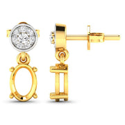 Bids.com 0.11 Carat Genuine White Diamond 14K Yellow Gold Semi Mount Earrings - holds 7x5mm Oval Gemstones Earrings White Smoke