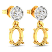 Bids.com 0.11 Carat Genuine White Diamond 14K Yellow Gold Semi Mount Earrings - holds 7x5mm Oval Gemstones Earrings White Smoke