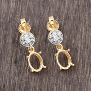 Bids.com 0.11 Carat Genuine White Diamond 14K Yellow Gold Semi Mount Earrings - holds 7x5mm Oval Gemstones Earrings Dim Gray