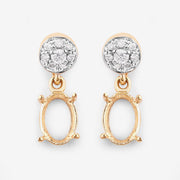 Bids.com 0.11 Carat Genuine White Diamond 14K Yellow Gold Semi Mount Earrings - holds 7x5mm Oval Gemstones Earrings White Smoke