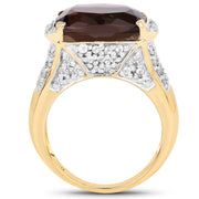 Bids.com 6.65 Carat Genuine Smoky Quartz and White Topaz .925 Sterling Silver Ring Rings White Smoke size 6.00,size 8.00,size 7.00,size 9.00