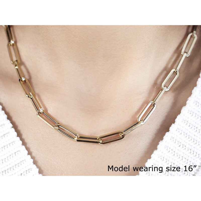 Bids.com 14K Yellow Gold Wide Paperclip Chain (6.1mm) Necklaces Wheat 18 / Yellow Gold,24 / Yellow Gold,30 / Yellow Gold