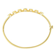 Bids.com 14K Yellow Gold Alternating Bezel Set 5MM Oval Shaped Tanzanite and 1/5 Cttw Diamond Bangle Bracelet (H-I Color, VS2-SI1 Clarity) - Fit's wrists up to 7.25" Inches Bracelets White Smoke Yellow.Gold / 7