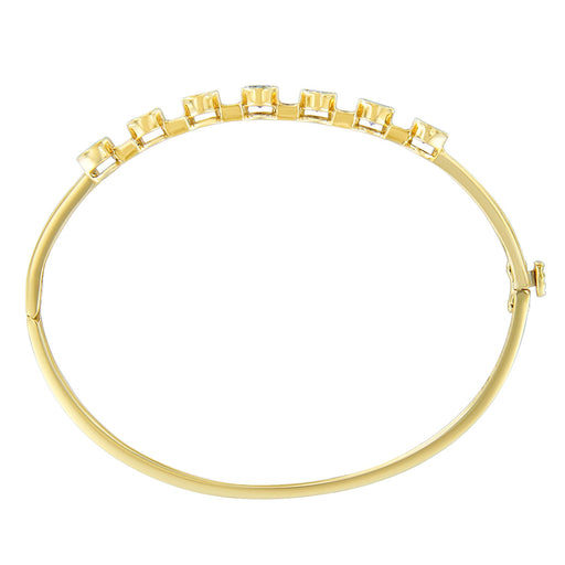 Bids.com 14K Yellow Gold Alternating Bezel Set 5MM Oval Shaped Tanzanite and 1/5 Cttw Diamond Bangle Bracelet (H-I Color, VS2-SI1 Clarity) - Fit's wrists up to 7.25" Inches Bracelets White Smoke Yellow.Gold / 7