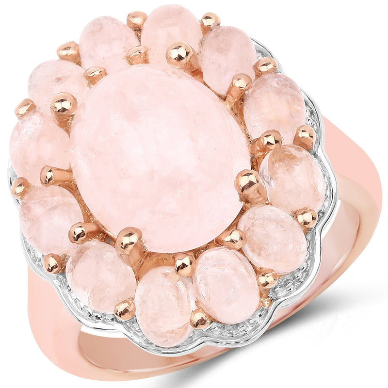 Bids.com 14K Rose Gold Plated 6.76 Carat Genuine Morganite .925 Sterling Silver Ring Rings White Smoke size 6.00,size 8.00,size 7.00,size 9.00