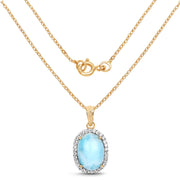 Bids.com 14K Yellow Gold Plated 13.55 Carat Genuine Larimar and White Topaz .925 Sterling Silver Pendant Pendants White Smoke