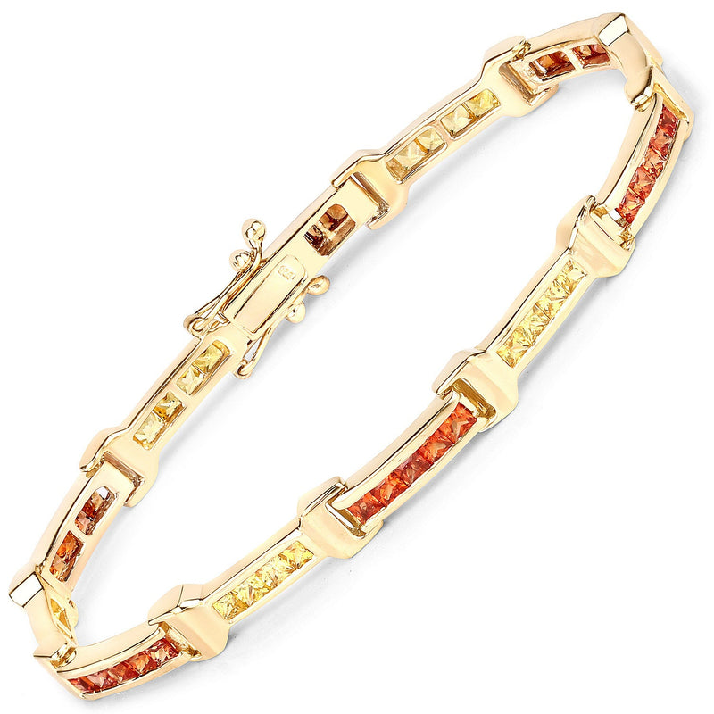 Bids.com 6.48 Carat Genuine Orange Sapphire and Yellow Sapphire .925 Sterling Silver Bracelet Bracelets White Smoke size 7.50