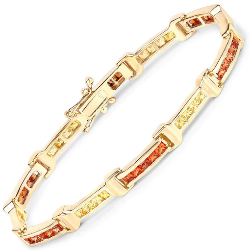Bids.com 6.48 Carat Genuine Orange Sapphire and Yellow Sapphire .925 Sterling Silver Bracelet Bracelets White Smoke size 7.50