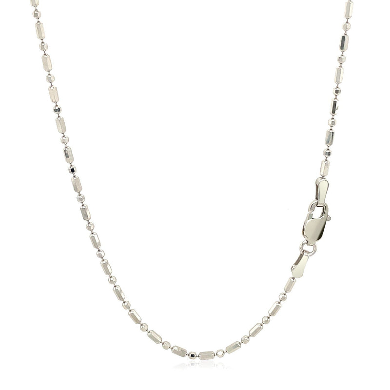 Bids.com 14k White Gold Diamond-Cut Alternating Bead Chain 1.5mm Necklaces White Smoke 16 / White Gold,18 / White Gold,20 / White Gold,24 / White Gold,One / White Gold