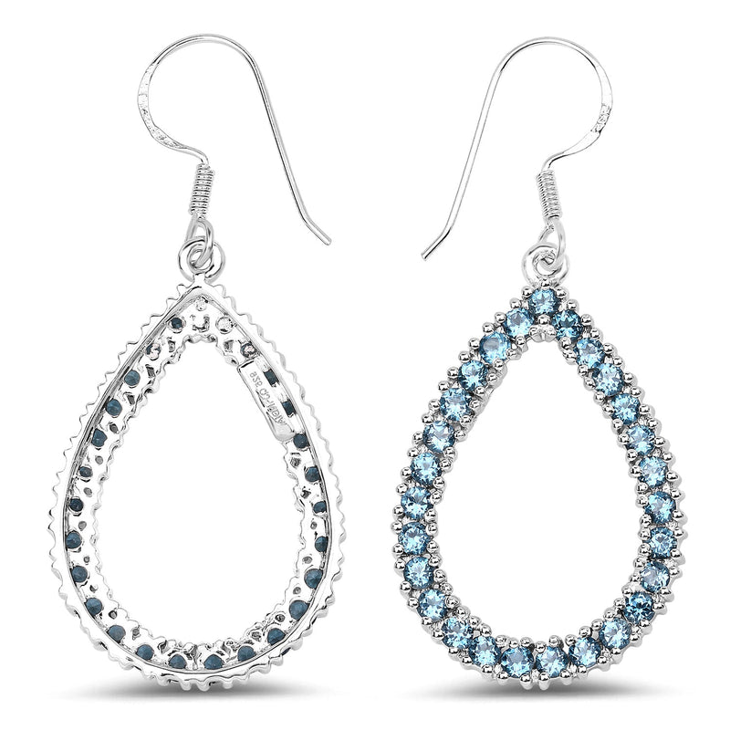 Bids.com 4.32 Carat Genuine London Blue Topaz .925 Sterling Silver Earrings Earrings White Smoke