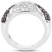 Bids.com 0.94 Carat Genuine Champagne Diamond and White Diamond .925 Sterling Silver Ring Rings White Smoke size 6.00,size 7.00,size 8.00,size 9.00