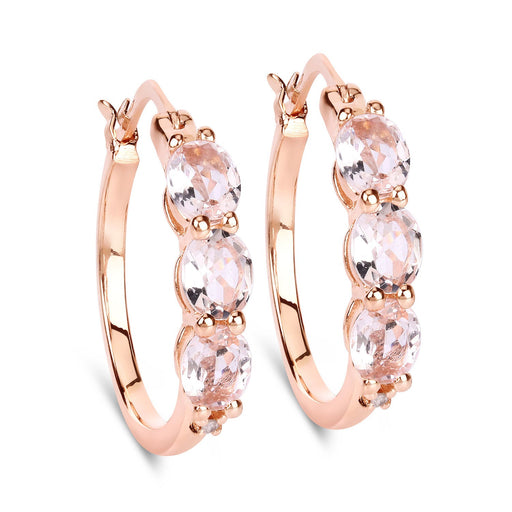 Bids.com 1.63 Carat Genuine Morganite and White Diamond .925 Sterling Silver Earrings Earrings White Smoke
