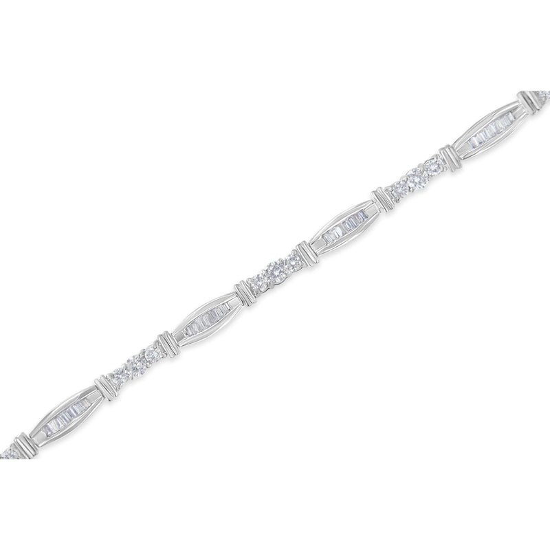 Bids.com 10K White Gold Geometric Pattern Diamond Tennis Bracelet (3 cttw, H-I Color, SI2-I1 Clarity) Bracelets White Smoke White.Gold / 7