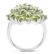 Bids.com 8.89 Carat Genuine Peridot .925 Sterling Silver Ring Rings White Smoke size 7.00,size 8.00,size 9.00,size 6.00
