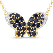 Bids.com 3.83 Carat Genuine Blue Sapphire and White Zircon .925 Sterling Silver Pendant Pendants White Smoke