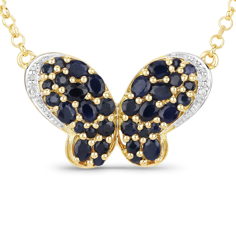 Bids.com 3.83 Carat Genuine Blue Sapphire and White Zircon .925 Sterling Silver Pendant Pendants White Smoke