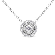 Bids.com .925 Sterling Silver 1/2 Cttw Round Diamond Halo Circle Pendant 18" Necklace (I-J Color, I2-I3 Clarity) Necklaces White Smoke White.Sterling Silver / 18
