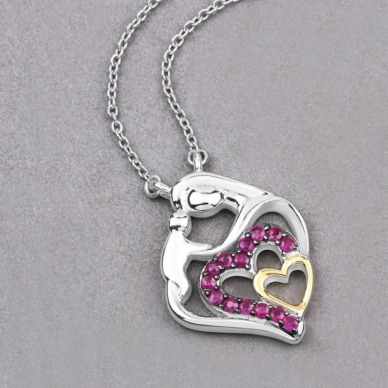 Bids.com 0.28 Carat Genuine Ruby .925 Sterling Silver Pendant Pendants Dark Gray size 18.00