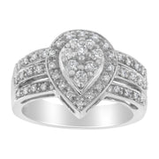 Bids.com 10K White Gold Round Cut Diamond Teardrop Ring (1/2 Cttw, H-I Color, SI2-I1 Clarity) - Size 6-1/2 Rings White Smoke 7 / White.Gold,6.5 / White.Gold