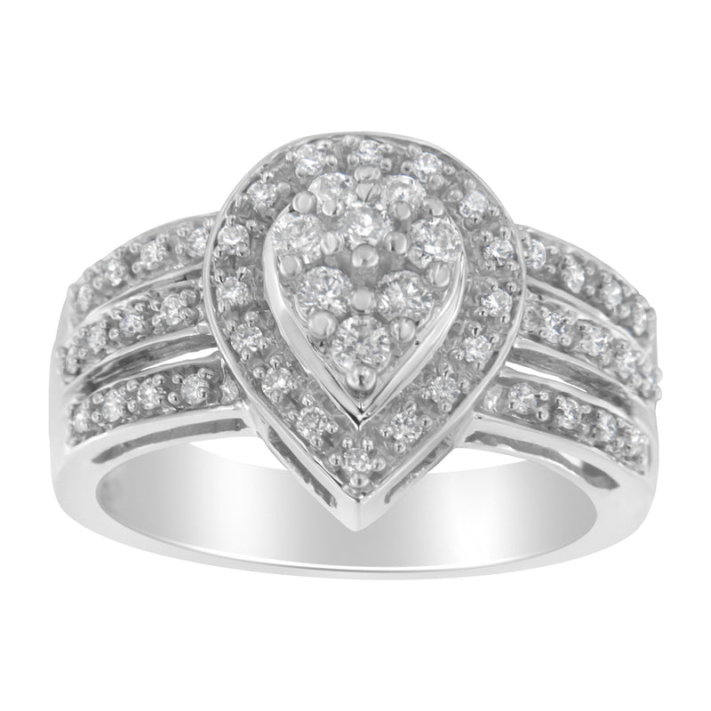 Bids.com 10K White Gold Round Cut Diamond Teardrop Ring (1/2 Cttw, H-I Color, SI2-I1 Clarity) - Size 6-1/2 Rings White Smoke 7 / White.Gold,6.5 / White.Gold