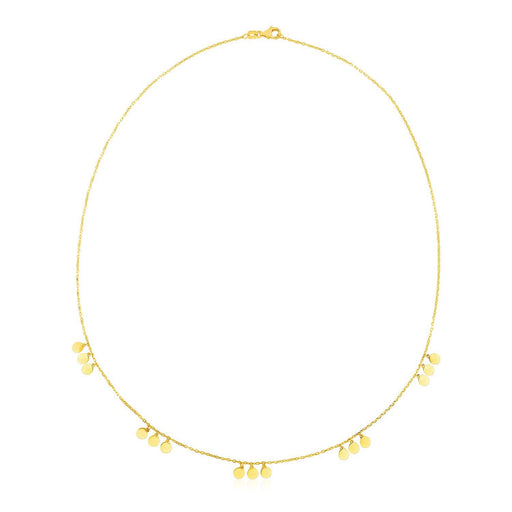 Bids.com 14k Yellow Gold Necklace with Circle Dangle Stations Necklaces White Smoke 18 / Yellow Gold