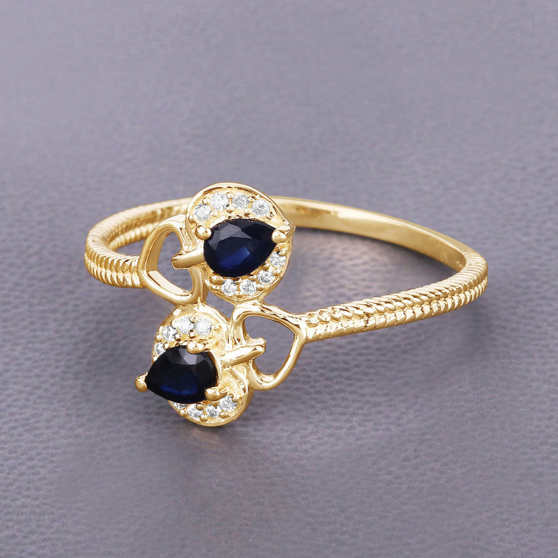 Bids.com 0.34 Carat Genuine Blue Sapphire and White Diamond 14K Yellow Gold Ring Rings Light Slate Gray size 5.00,size 6.00,size 7.00,size 8.00,size 9.00