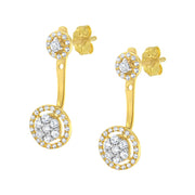 Bids.com 14K Yellow Gold Plated .925 Sterling Silver 5/8 Cttw Diamond Removable Stud and Dangle Earrings (I-J Color, I2-I3) Earrings White Smoke Yellow.Sterling Silver / 0.58