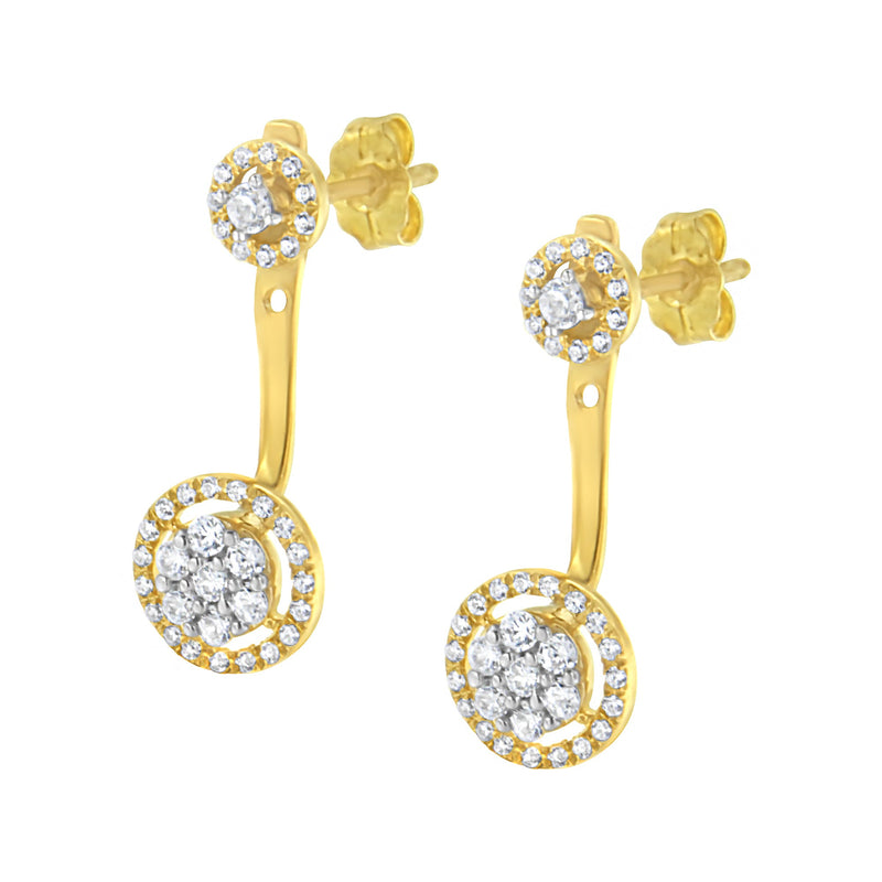 Bids.com 14K Yellow Gold Plated .925 Sterling Silver 5/8 Cttw Diamond Removable Stud and Dangle Earrings (I-J Color, I2-I3) Earrings White Smoke Yellow.Sterling Silver / 0.58