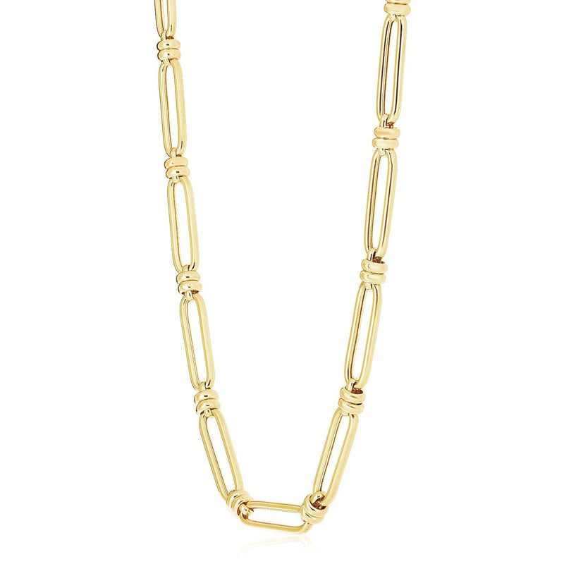 Bids.com 14k Yellow Gold High Polish Elongated Paperclip Jax Link Necklace Necklaces White Smoke 18 / Yellow Gold