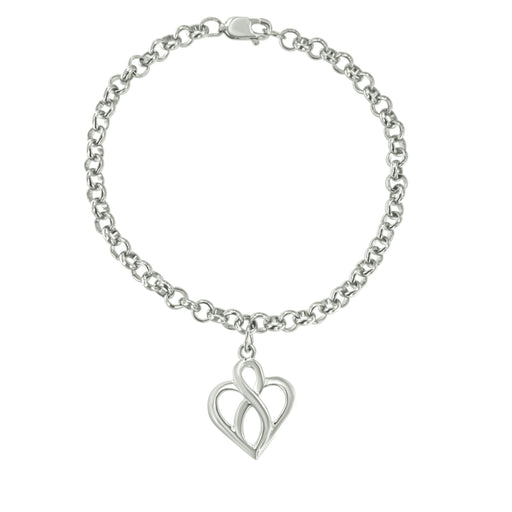 Bids.com .925 Sterling Silver Open Heart with Center Vertical Infinity Chain Charm Bracelet - Size 7" Bracelets White Smoke White.Sterling Silver / 7