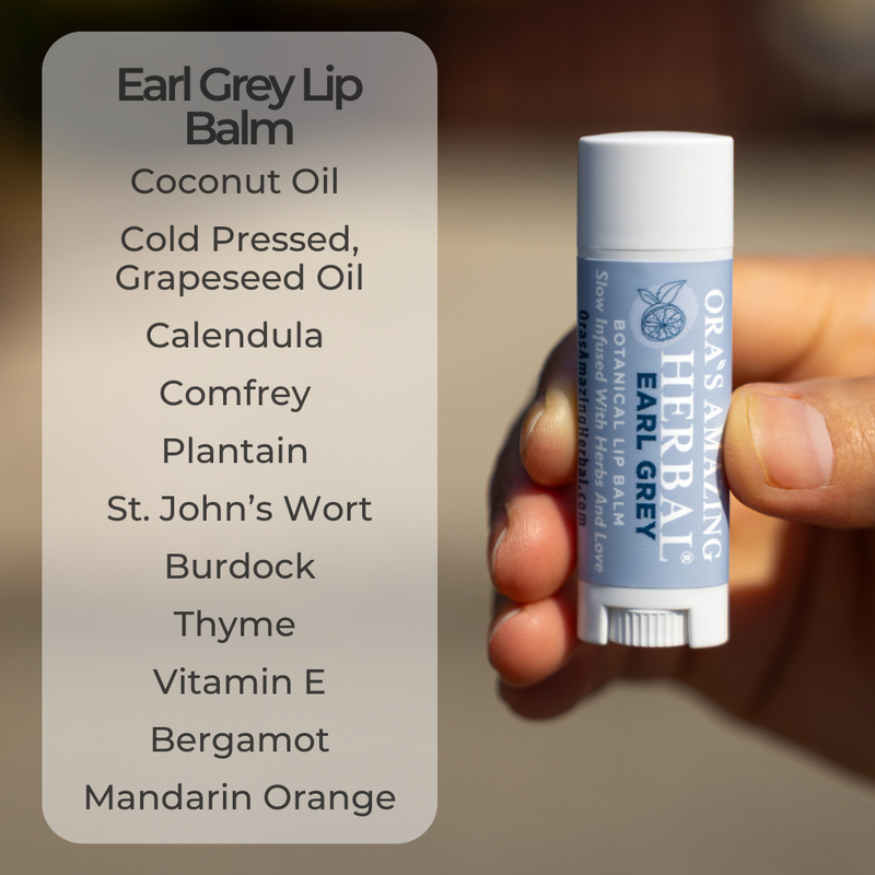 Ora's Amazing Herbal Natural Lip Balm, Herbal Infused, Earl Grey Dim Gray