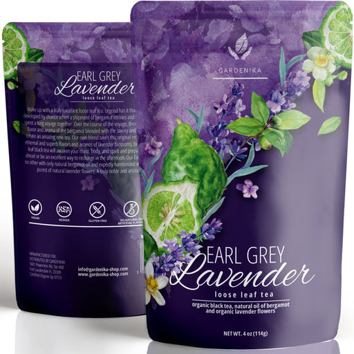 Gardenika Shop Earl Grey Lavender Tea, Black Tea with Bergamot - Organic & Kosher Loose Leaf Tea White Smoke