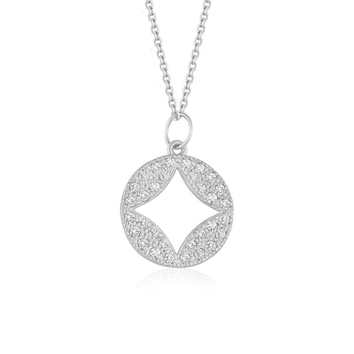 Bids.com 14k White Gold Diamond Studded Circle Pendant with Cut-out (1/3 cttw) Necklaces White Smoke 16 / White Gold