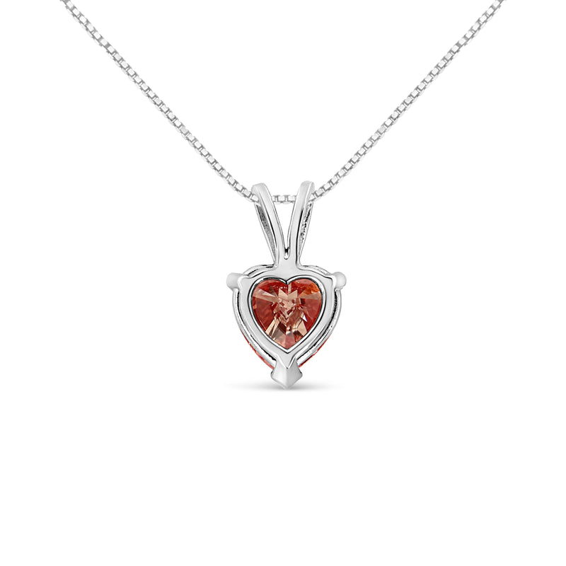 Bids.com IGI Certified 14K White Gold Martini Set 1.00 Cttw Lab Grown Pink Heart Diamond Solitaire 18" Pendant Necklace (Pink Color, SI2 Clarity) Necklaces White Smoke White.Gold / 18