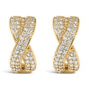 Bids.com 14K Yellow Gold 1/3 Cttw Diamond Criss Cross Huggie Hoop Earrings (G-H Color, SI2-I1 Clarity) Earrings White Smoke Yellow.Gold / 0.35