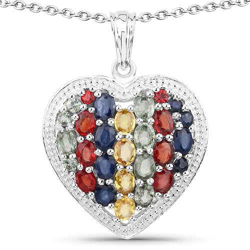 Bids.com 4.40 Carat Genuine Multi Stones .925 Sterling Silver Pendant Pendants White Smoke