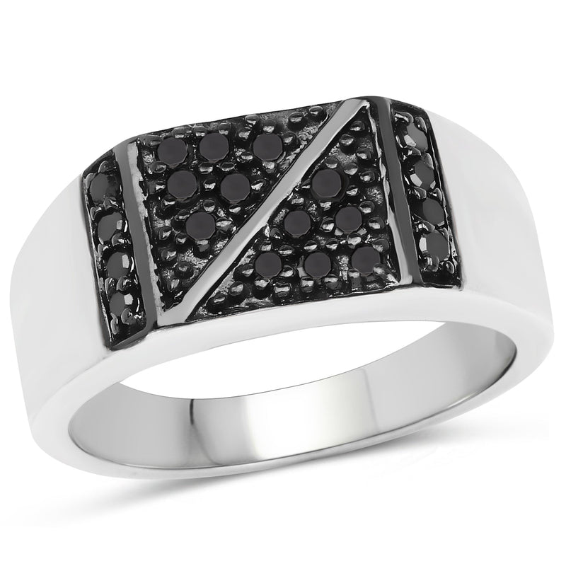 Bids.com 0.35 Carat Genuine Black Diamond .925 Sterling Silver Ring Rings White Smoke size 9.00,size 6.00,size 7.00,size 8.00
