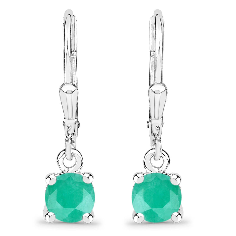 Bids.com 0.92 Carat Genuine Emerald .925 Sterling Silver Earrings Earrings White Smoke