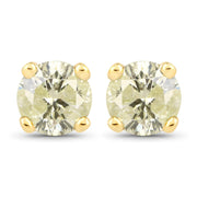Bids.com 0.95 Carat Genuine LB Diamond 14K Yellow Gold Earrings Earrings White Smoke