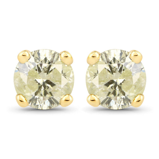 Bids.com 0.95 Carat Genuine LB Diamond 14K Yellow Gold Earrings Earrings White Smoke
