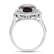 Bids.com 5.80 Carat Genuine Smoky Quartz & White Topaz .925 Sterling Silver Ring Rings White Smoke size 6.00,size 7.00,size 8.00,size 9.00,size 5.00,size 10.00