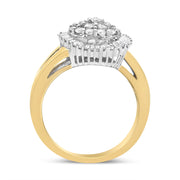 Bids.com 14K Yellow and White Gold 1.00 Cttw Round and Baguette-Cut Diamond Ballerina Cocktail Ring (H-I Color, SI2-I1 Clarity) Rings White Smoke 7 / YellowWhite.Gold