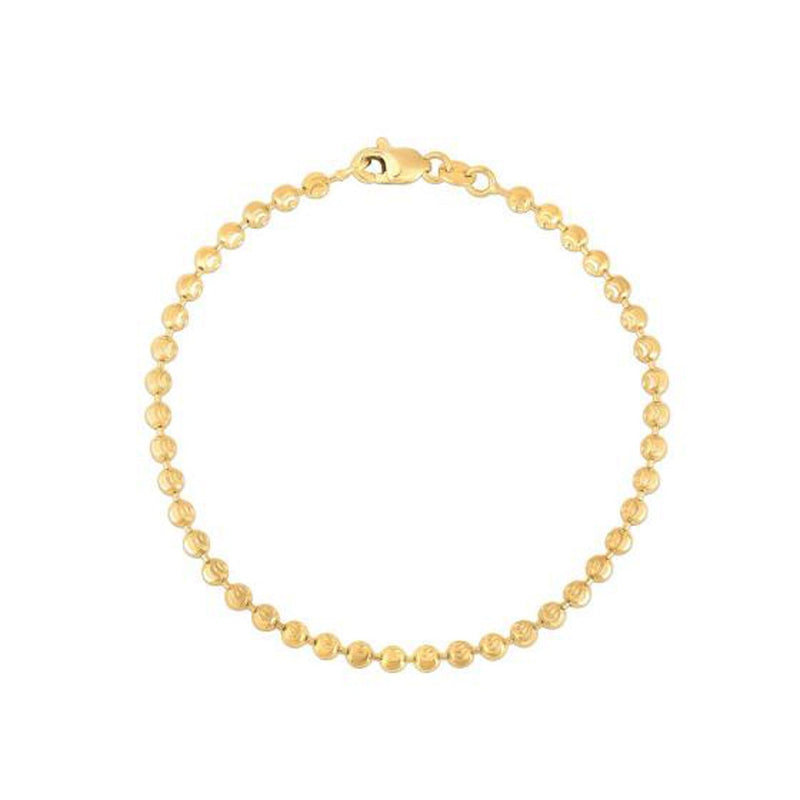 Bids.com Moon Cut Bead Chain Bracelet in 14k Yellow Gold  (3.00 mm) Bracelets White Smoke 7 / Yellow Gold