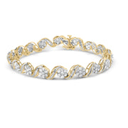 Bids.com 10k Yellow Gold 5.00 Cttw Round-Cut and Baguette-Cut Diamond Floral Link 7.25" Bracelet (I-J Color, I2-I3 Clarity) Bracelets White Smoke Yellow.Gold / 7.25