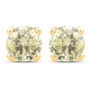 Bids.com 1.02 Carat Genuine LB Diamond 14K Yellow Gold Earrings Earrings White Smoke