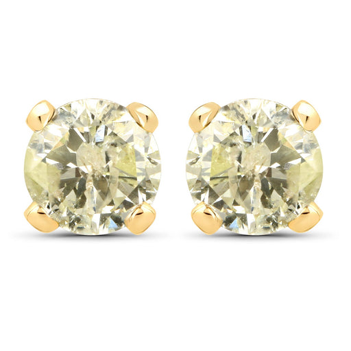 Bids.com 1.02 Carat Genuine LB Diamond 14K Yellow Gold Earrings Earrings White Smoke