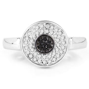 Bids.com 0.20 Carat Genuine Black Diamond and White Diamond .925 Sterling Silver Ring Rings White Smoke size 7.00,size 8.00,size 6.00,size 9.00