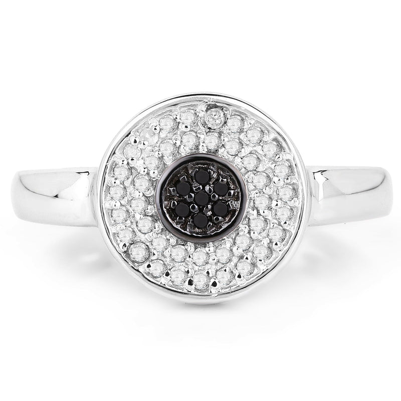 Bids.com 0.20 Carat Genuine Black Diamond and White Diamond .925 Sterling Silver Ring Rings White Smoke size 7.00,size 8.00,size 6.00,size 9.00